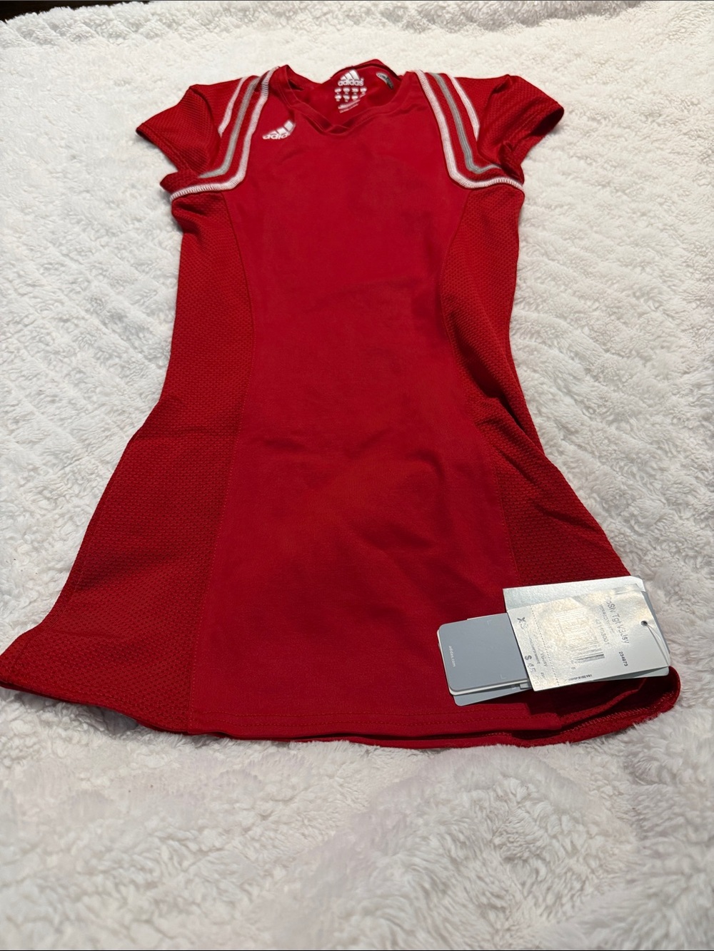 adidas Red Short Sleeve Athletic Tee Dress with White Trim